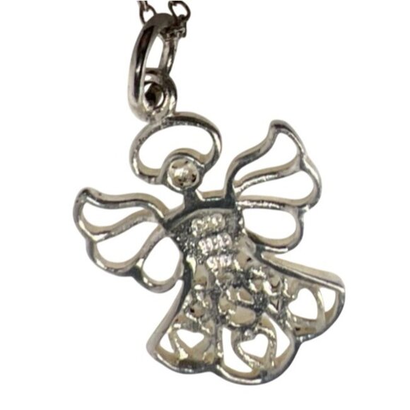 Sterling Silver Angel Hearts Pendant 20" Chain Necklace Marked 925 IBB Thailand - Picture 6 of 11